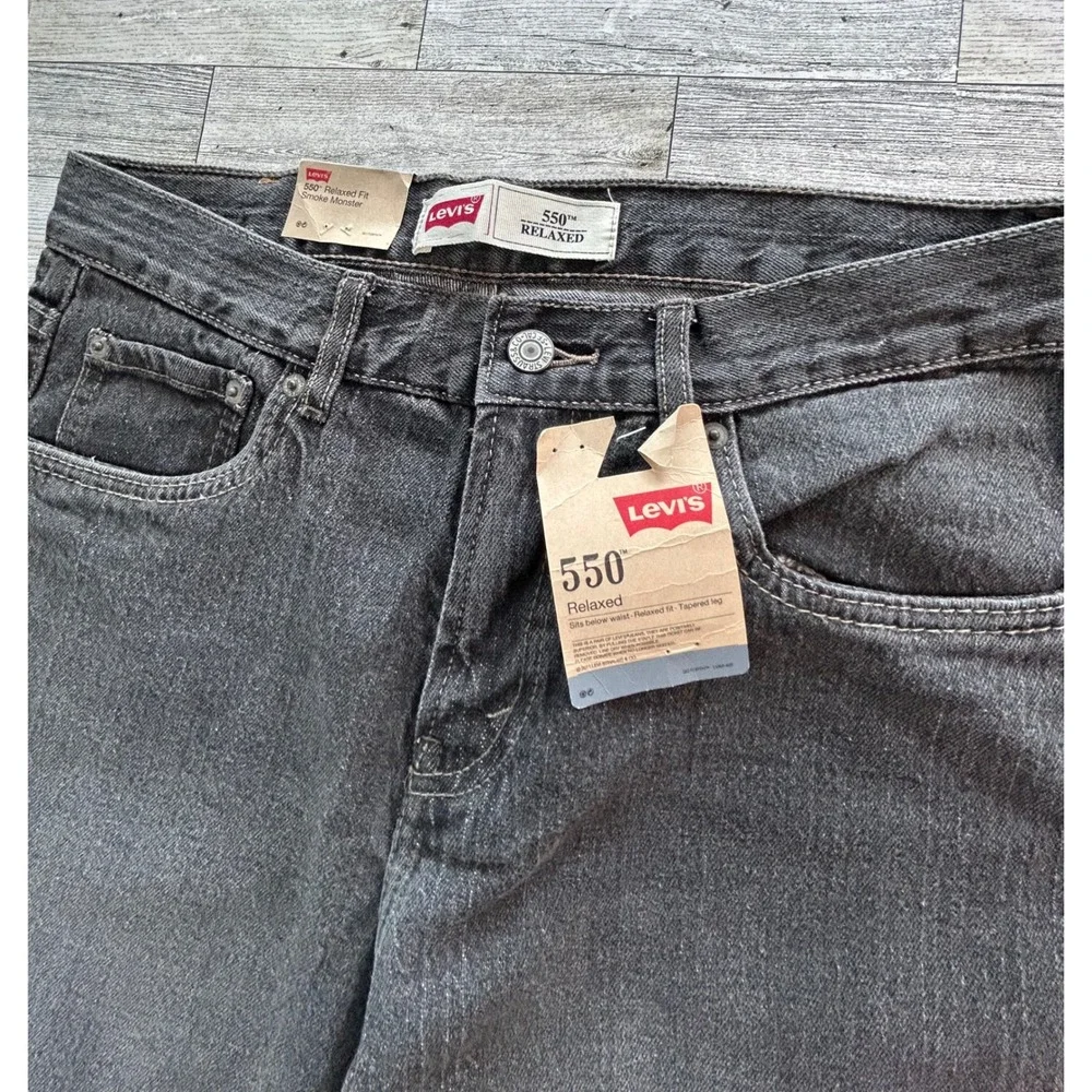 Levis‎ 550 Relaxed Fit Tapered Leg Jeans Smoke Monster Grey Black 29x29 NWT